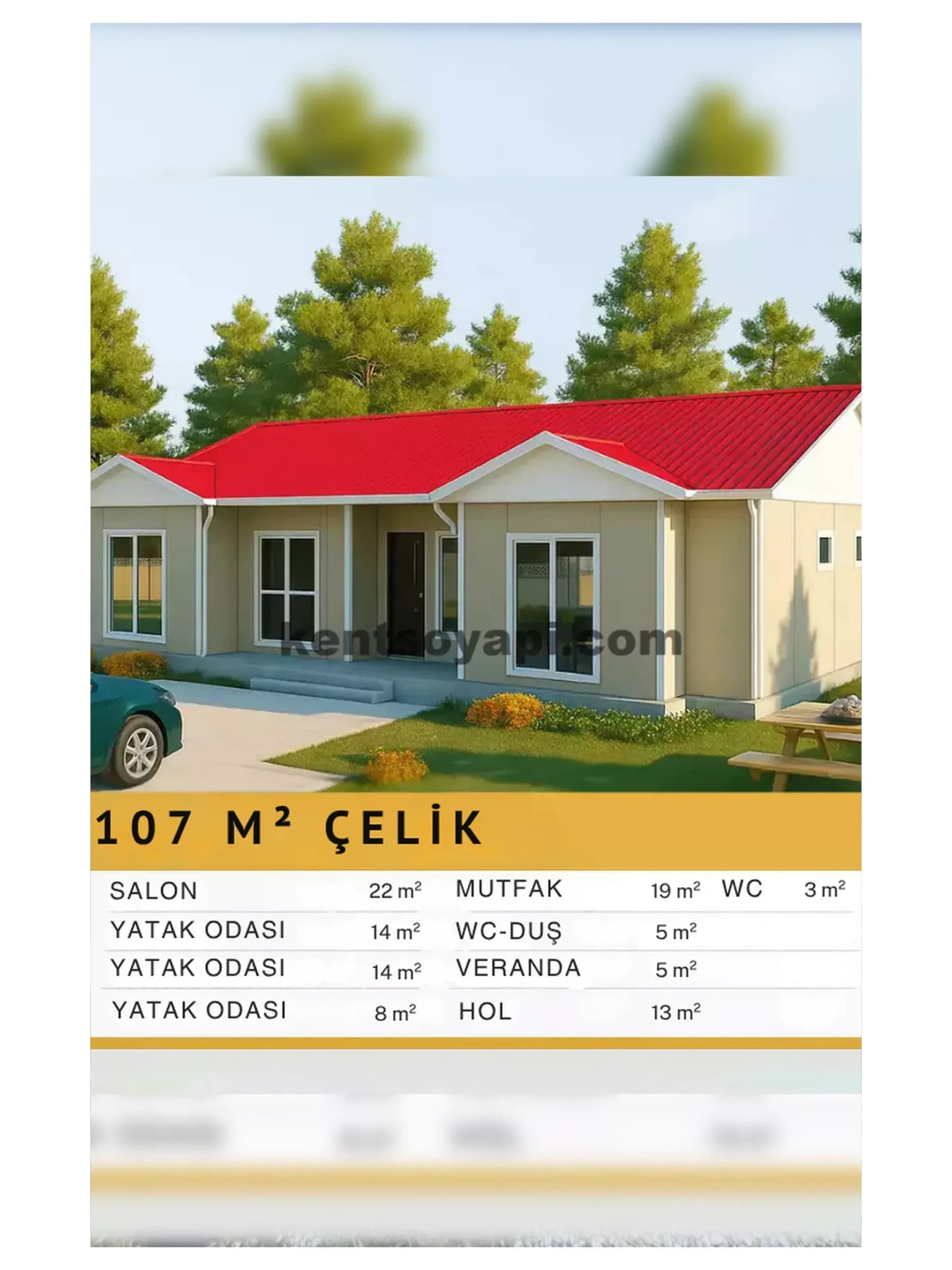 107m2 Tek Katlı Çelik Ev