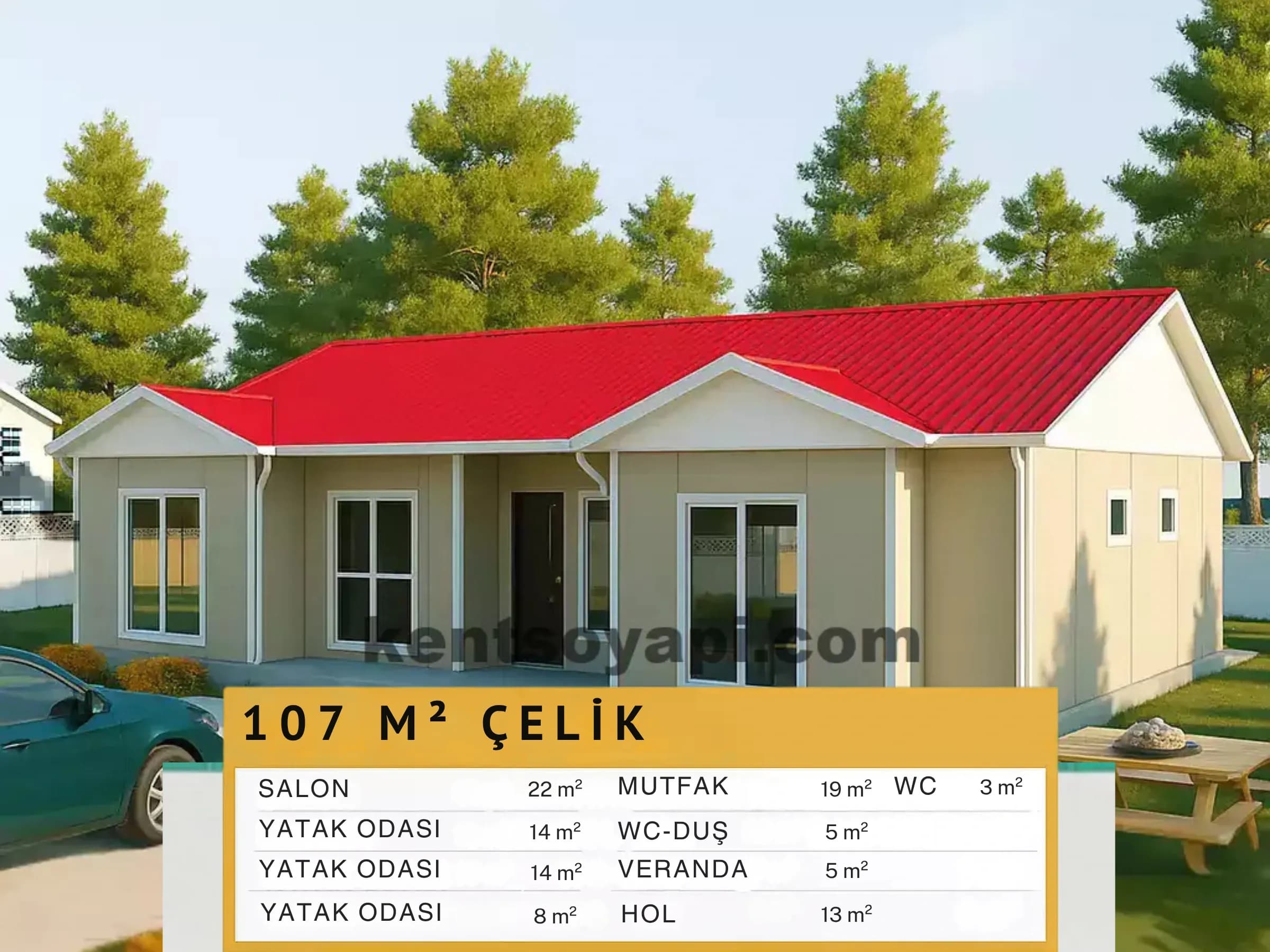 107m2 Tek Katlı Çelik Ev - Görsel 1