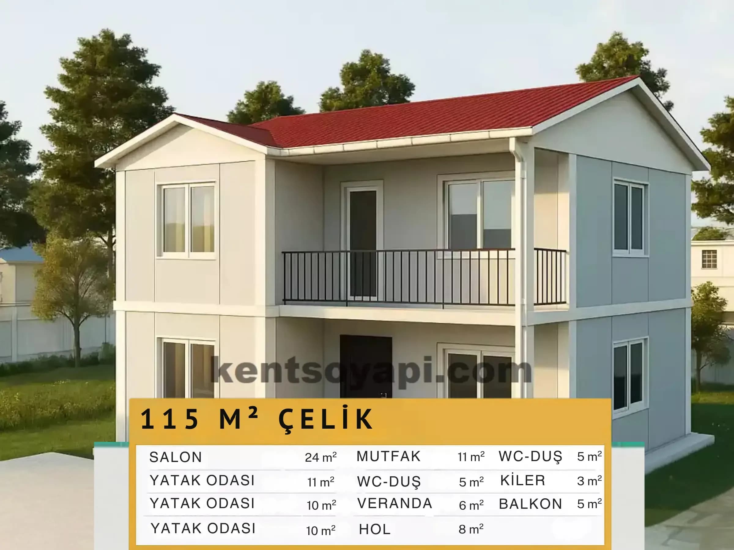 115m2 Çift Katlı Çelik Ev - Görsel 1