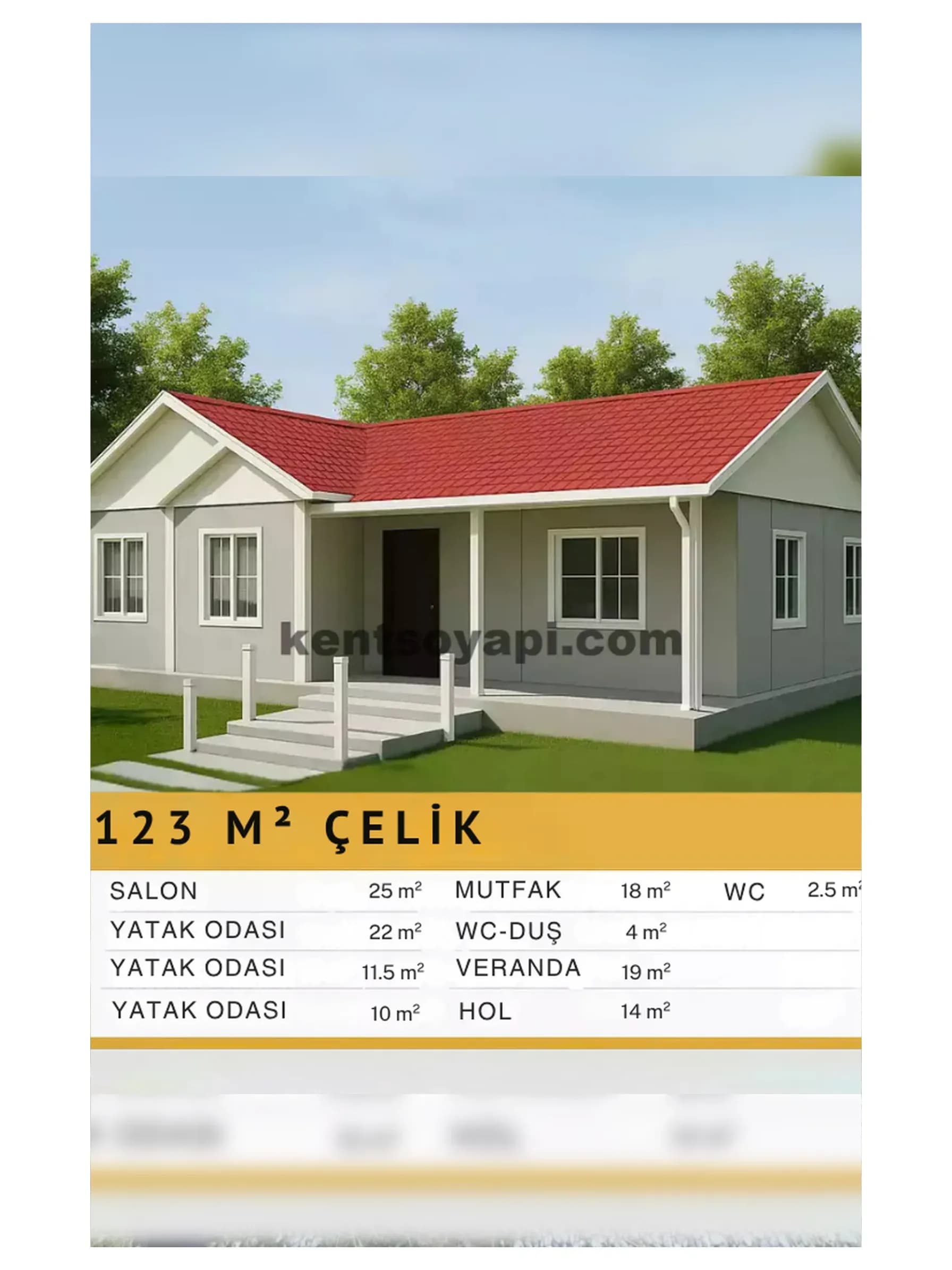 123m2 Tek Katlı Çelik Ev