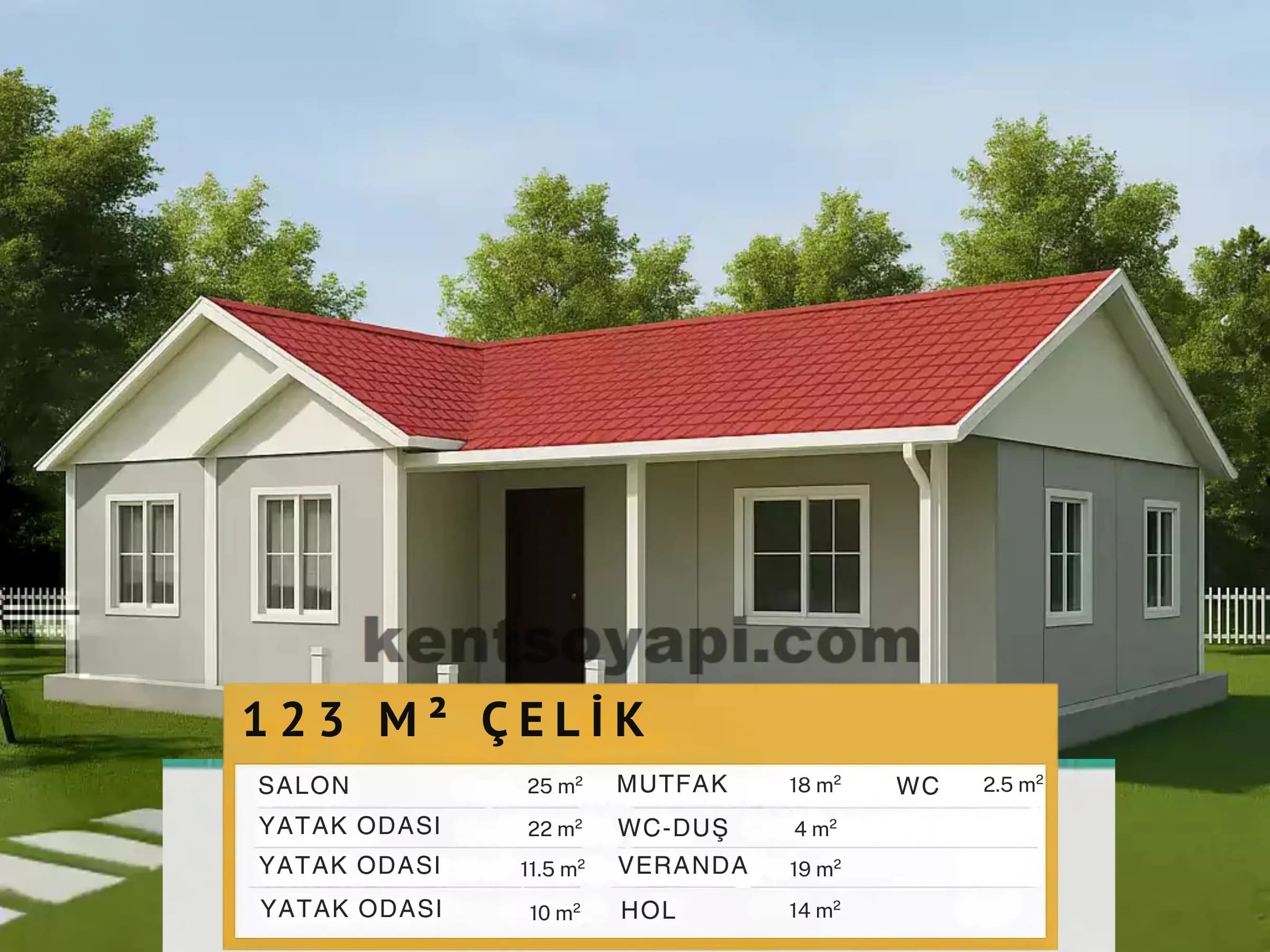 123m2 Tek Katlı Çelik Ev - Görsel 1