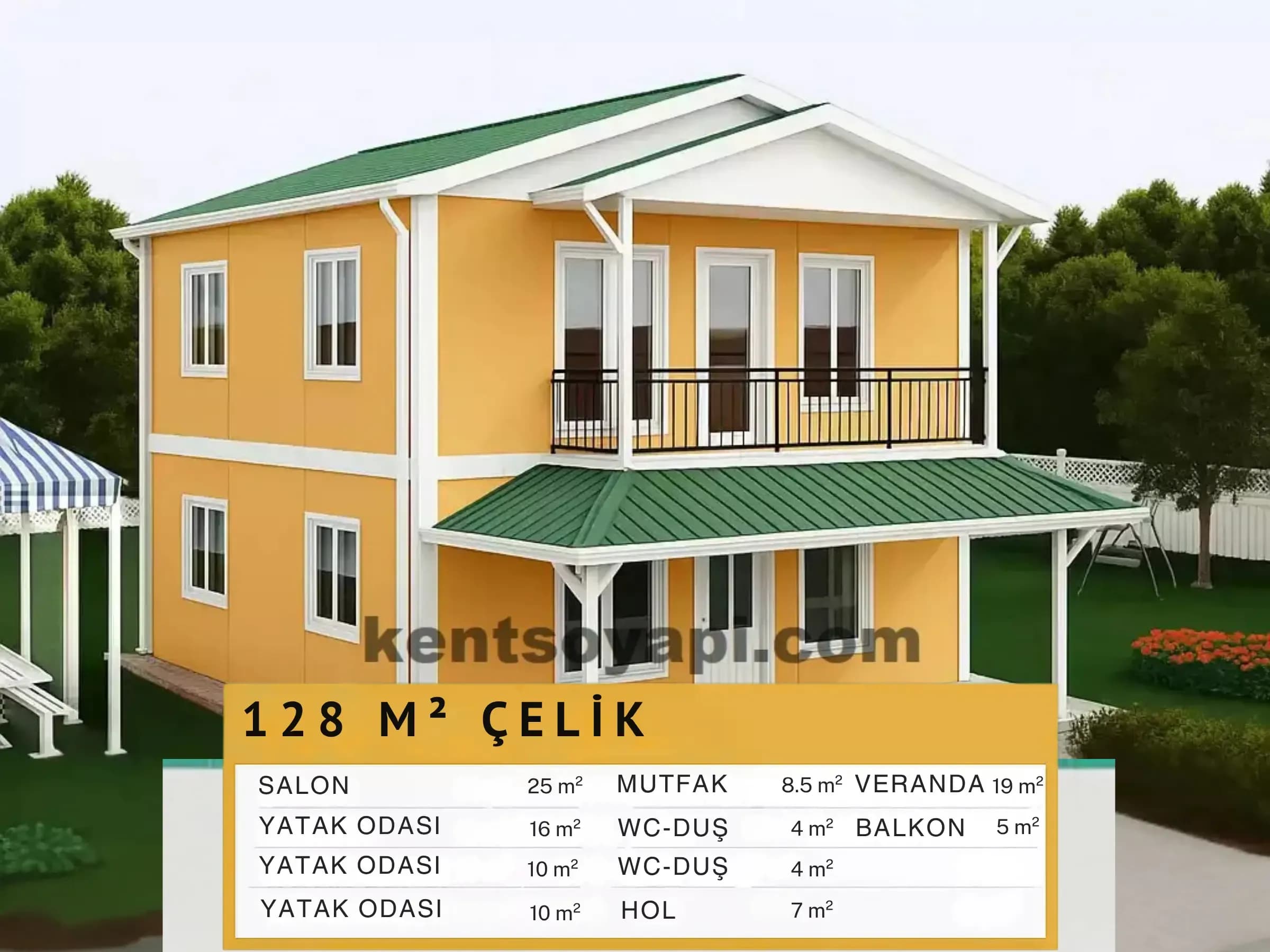 128m2 Çift Katlı Çelik Ev - Görsel 1