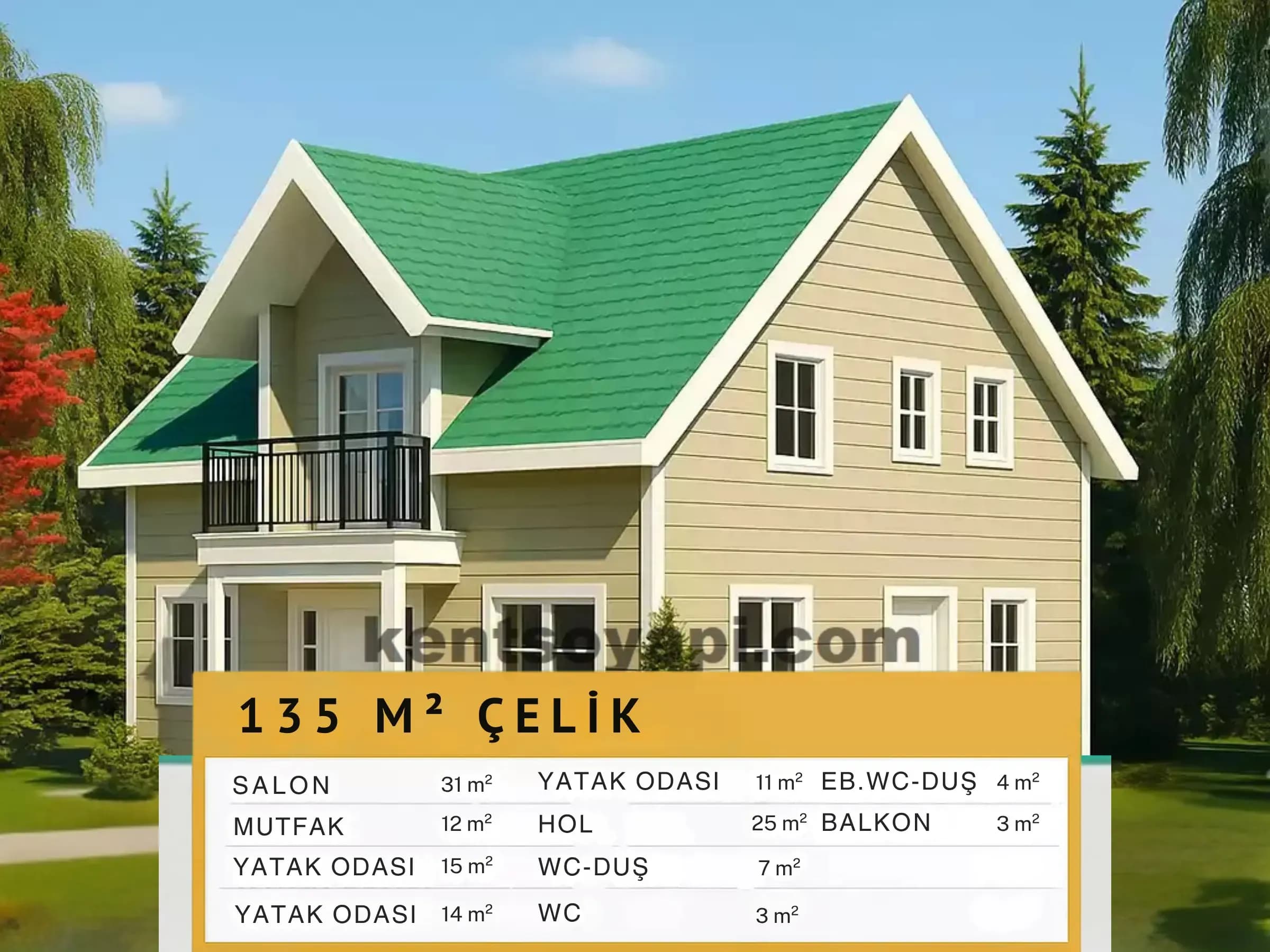 135m2 Çift Katlı Çelik Ev - Görsel 1