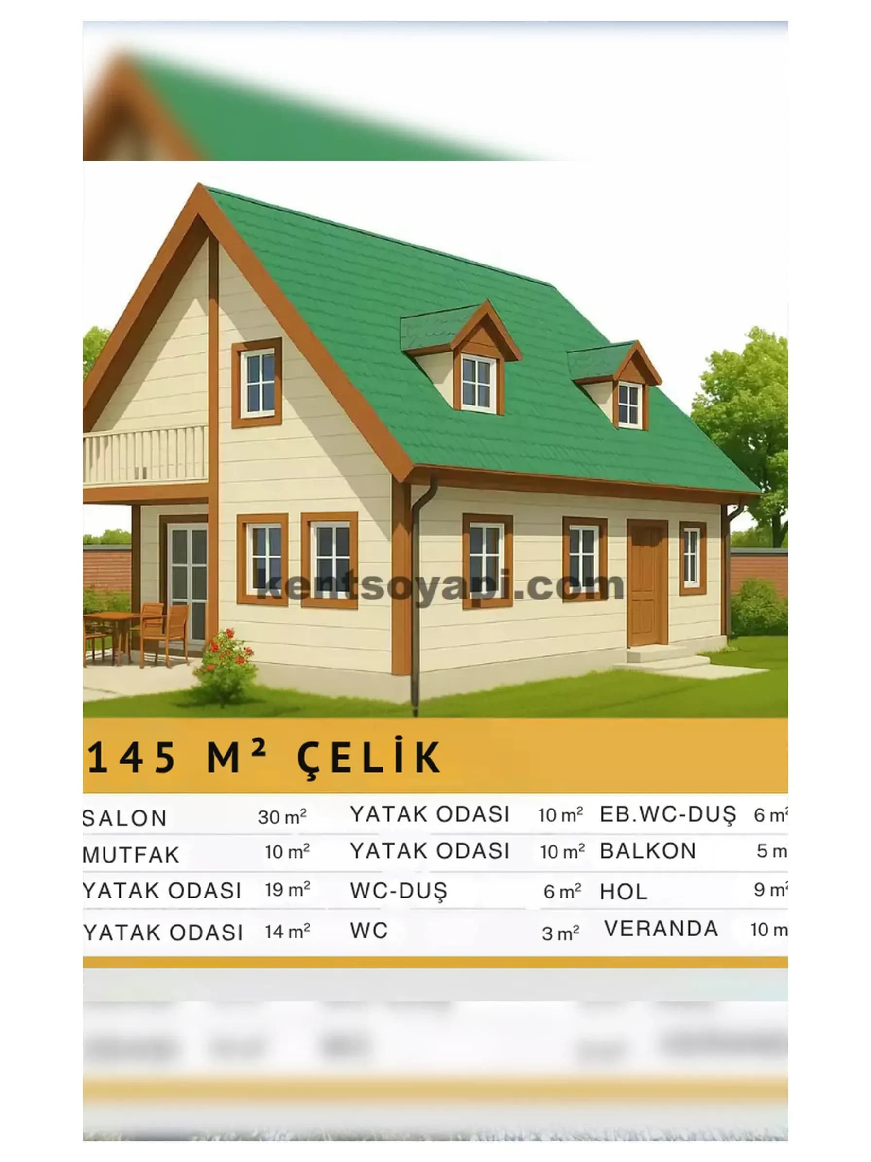 145m2 Çift Katlı Çelik Ev