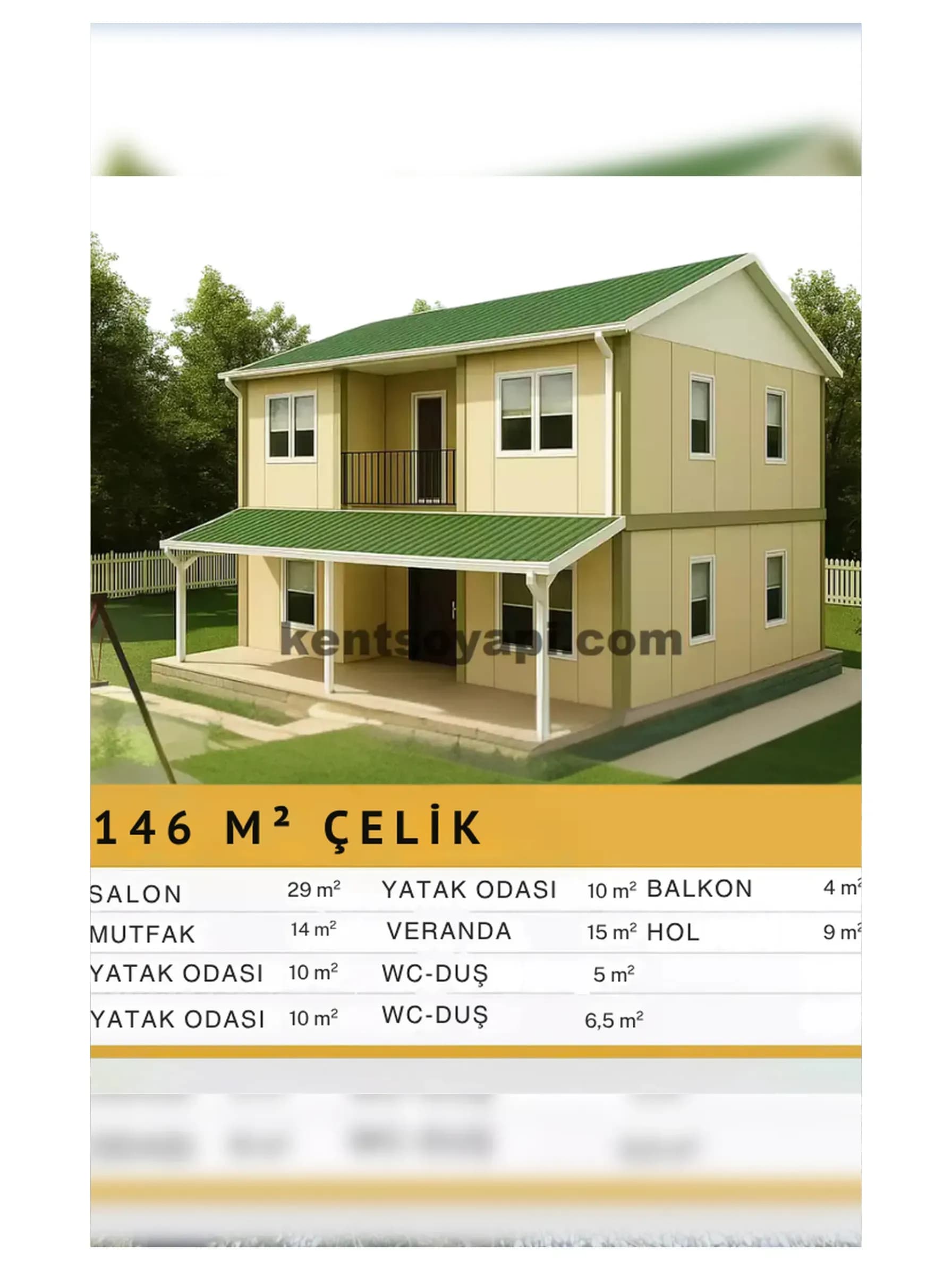 146m2 Çift Katlı Çelik Ev
