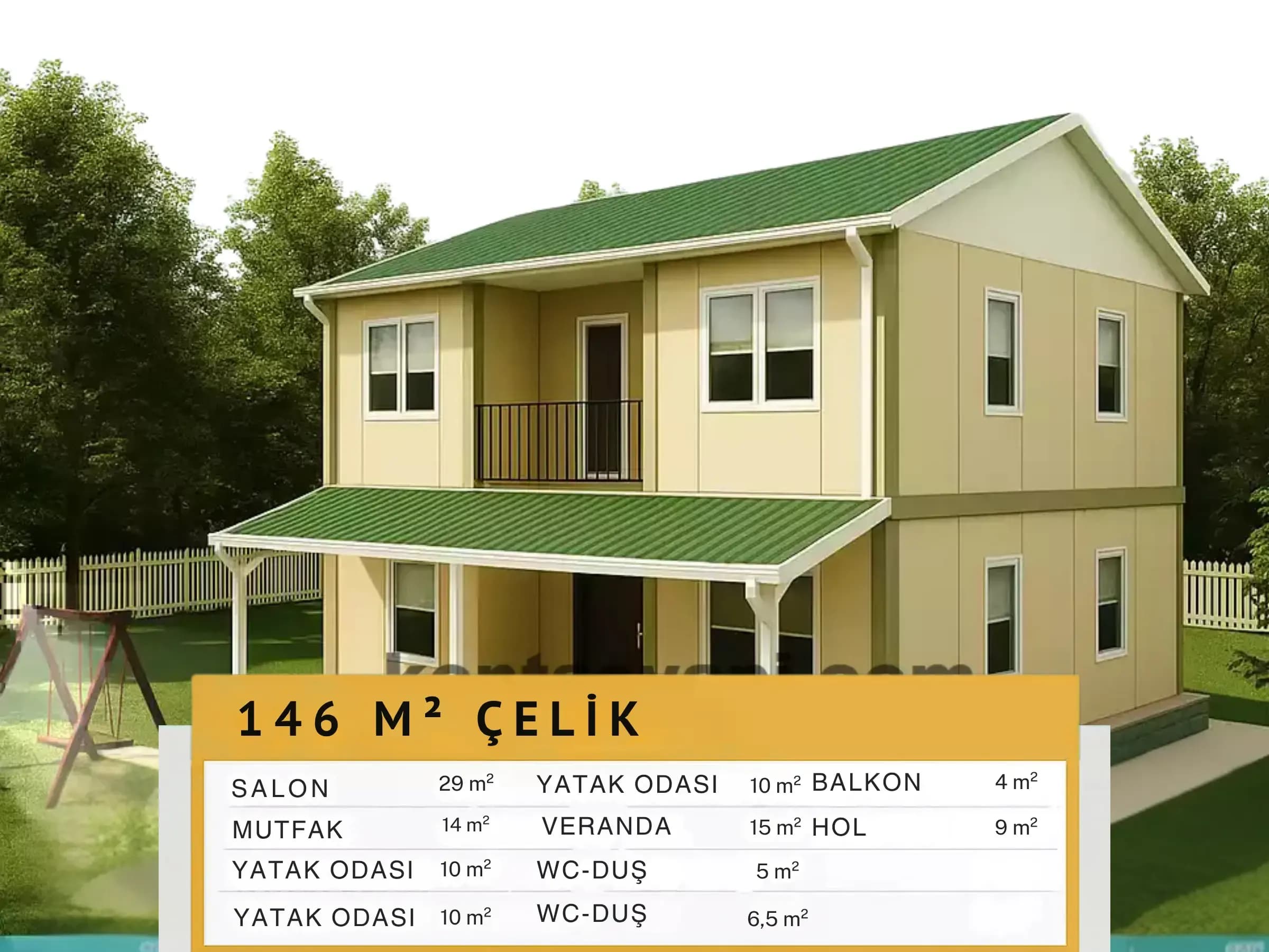 146m2 Çift Katlı Çelik Ev - Görsel 1