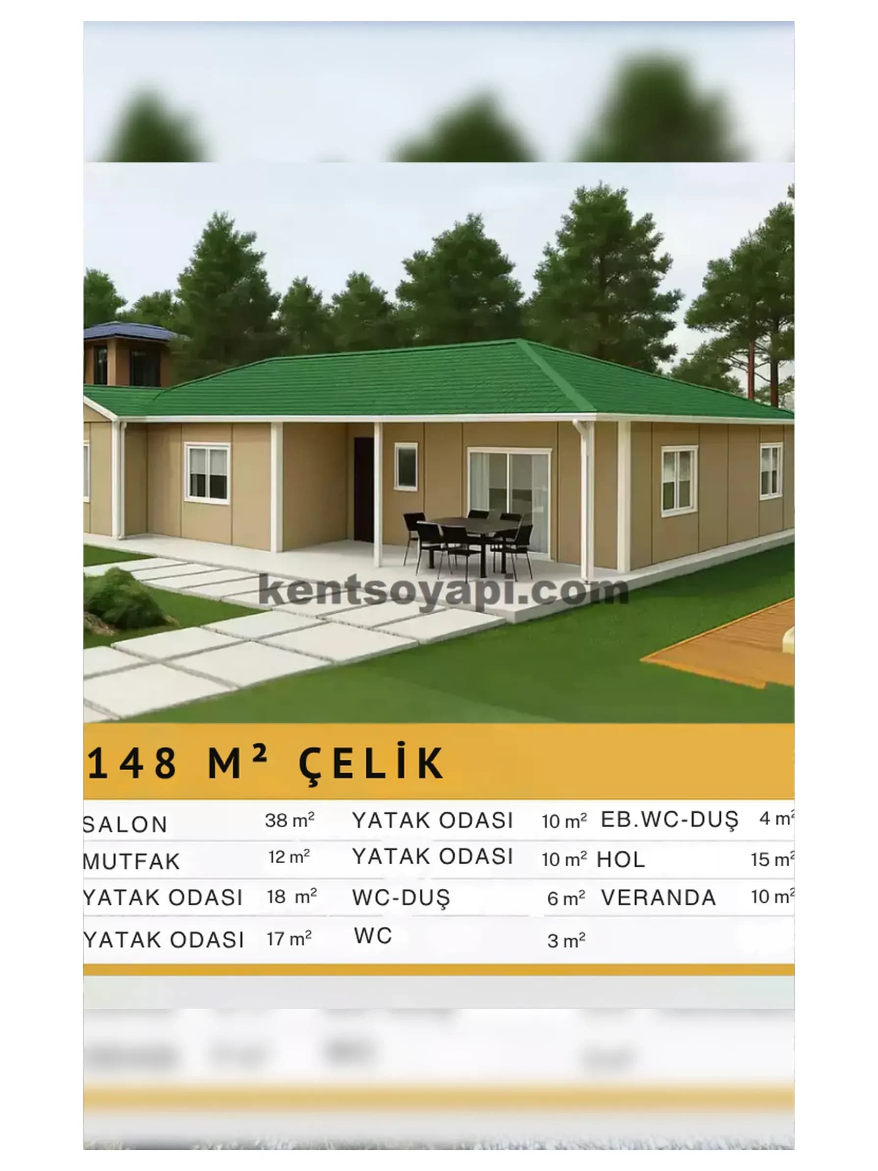 148m2 Tek Katlı Çelik Ev