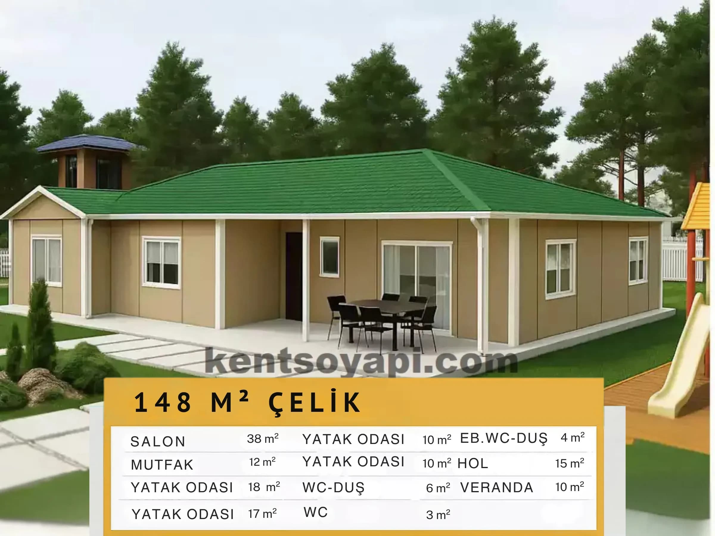 148m2 Tek Katlı Çelik Ev - Görsel 1