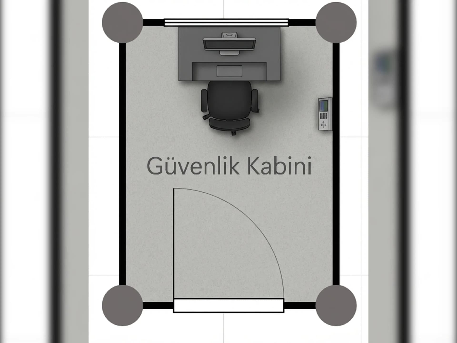 150x200 güvenlik kabini planı yerleşim şeması