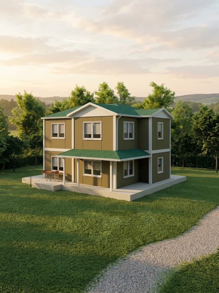 158m2 Çift Katlı Çelik Ev
