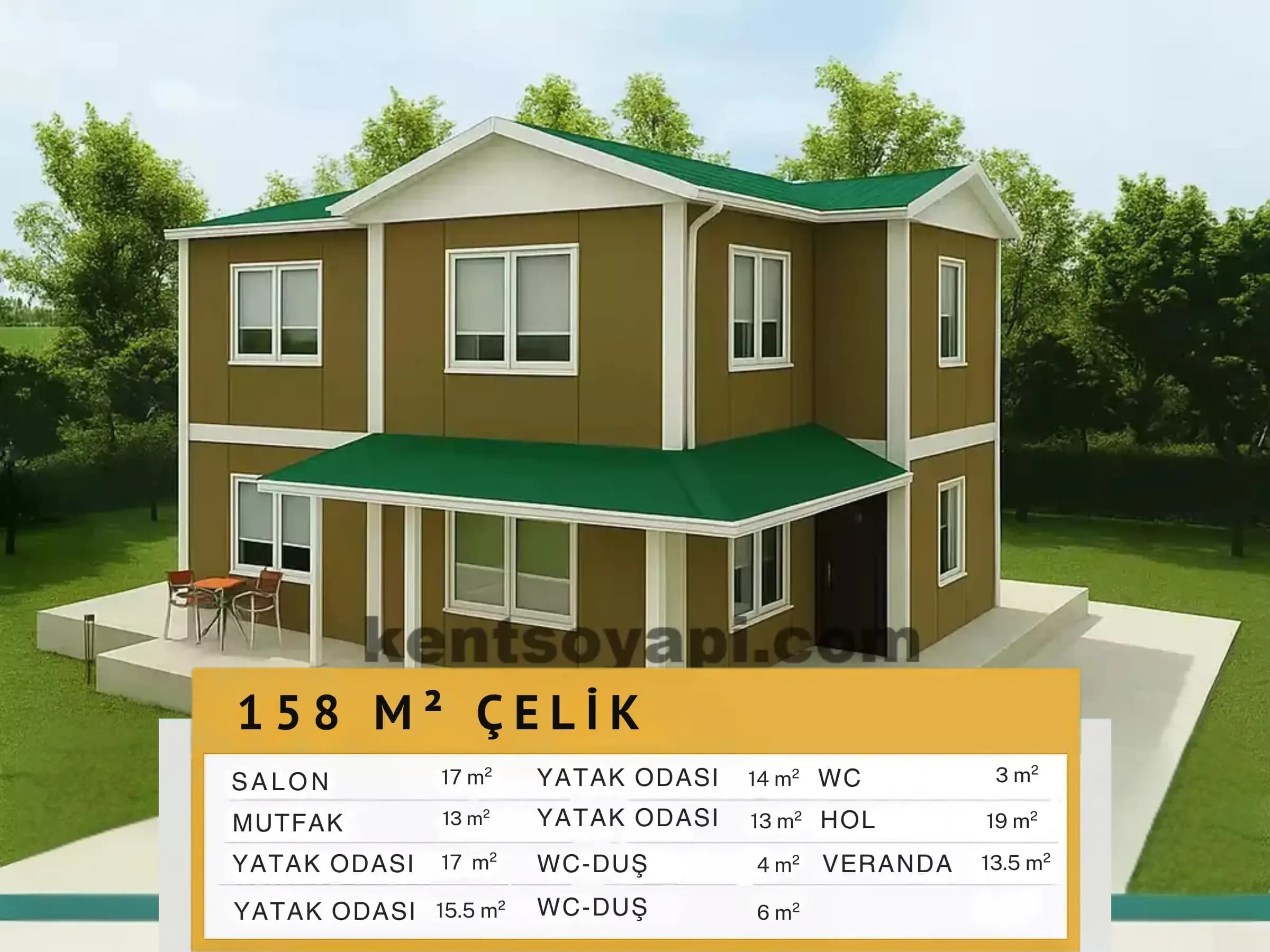 158m2 Çift Katlı Çelik Ev - Görsel 1