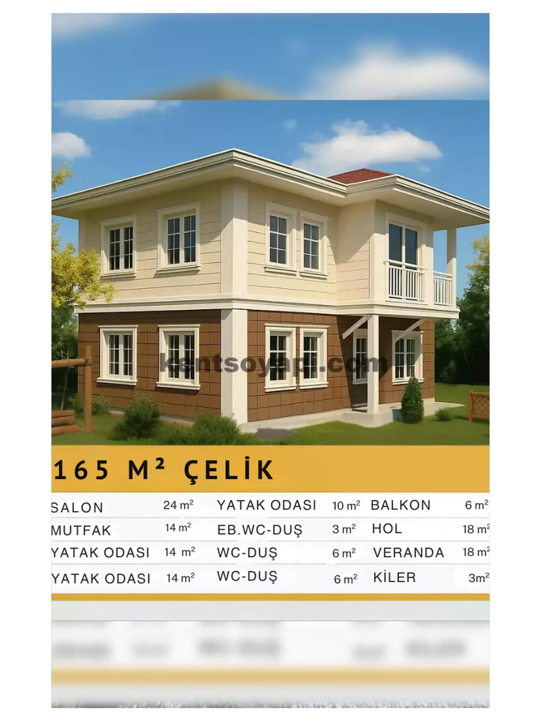 165m2 Çift Katlı Çelik Ev
