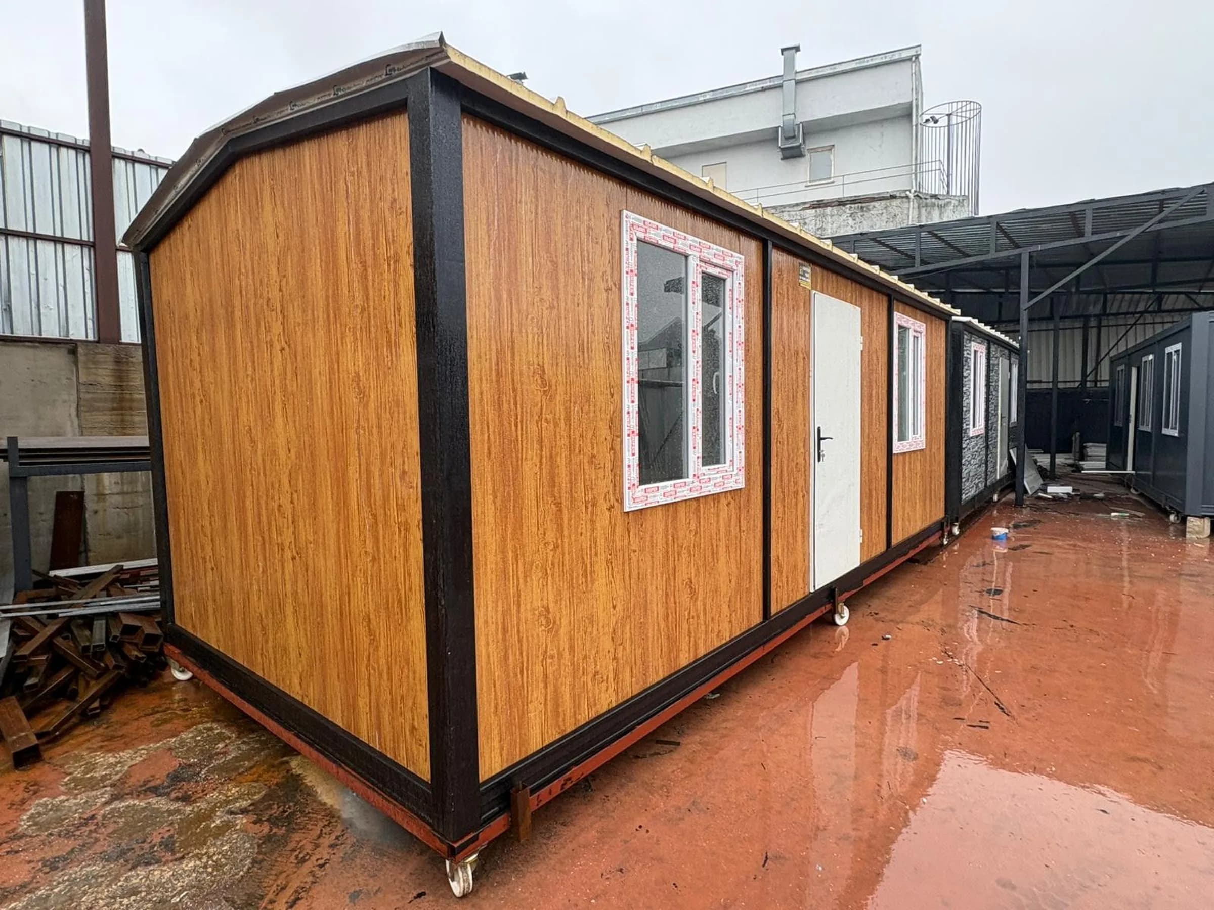 7x3 (21m2) Beşik Çatı Ahşap Desen Prefabrik Konteyner Ev - Ofis - Görsel 1