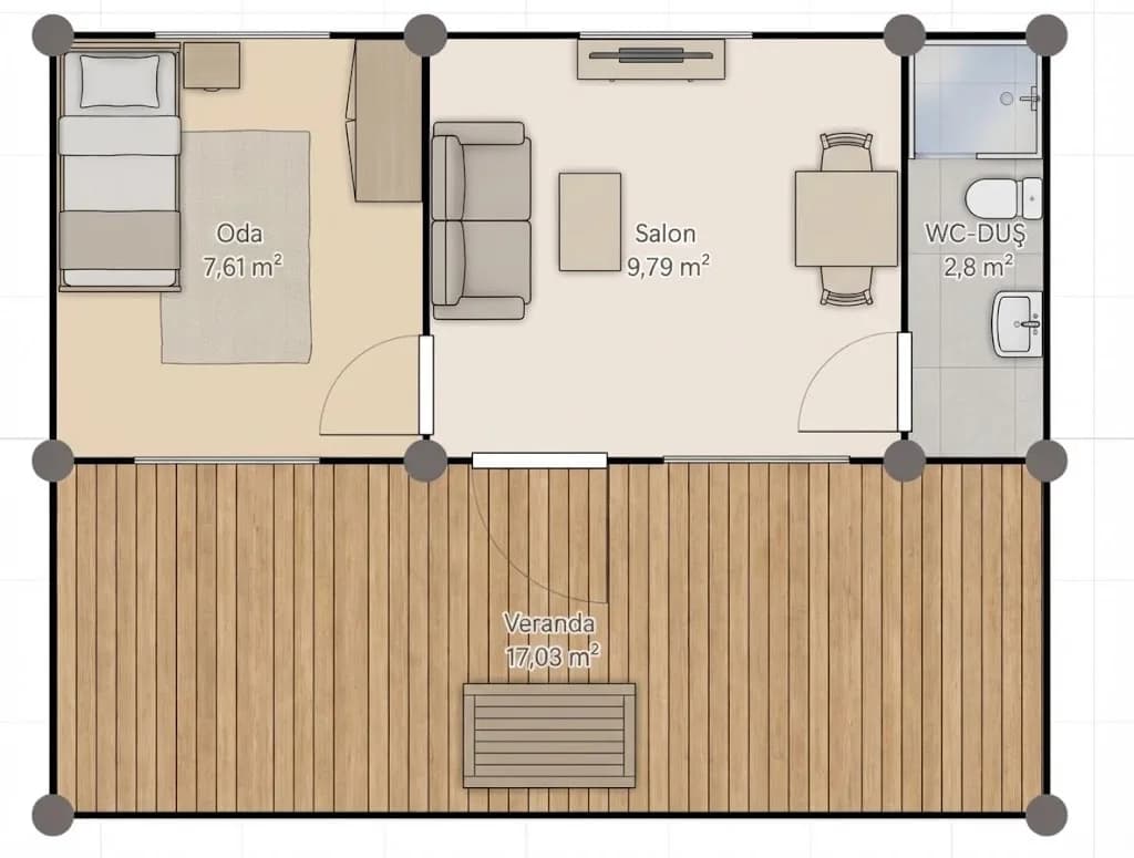 24m² Ev + 20m² Verandalı ve Platformlu 44m² Konteyner Ev · Bursa thumbnail 8