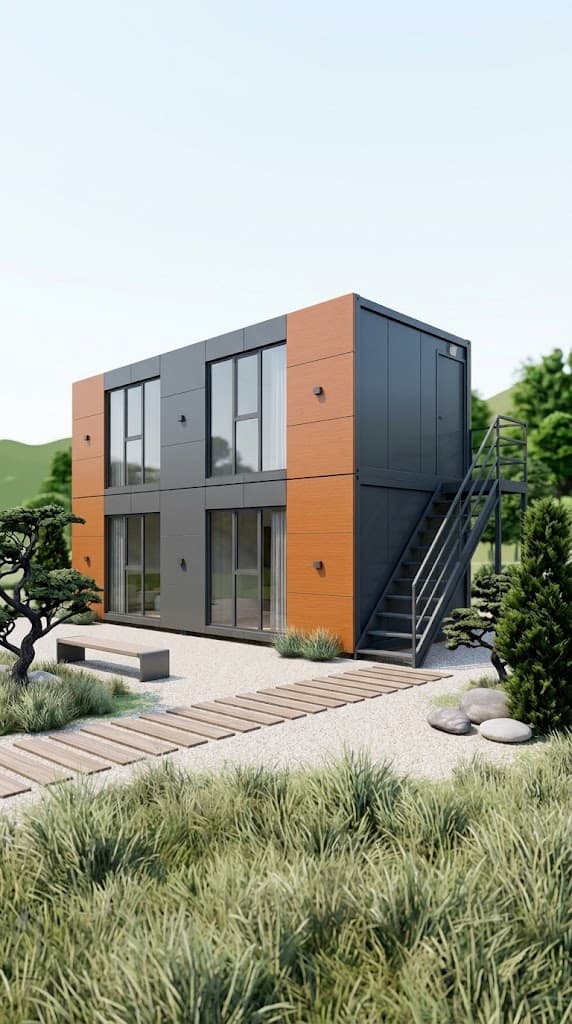 48m2 İki Katlı Kompozit Kaplama Konteyner Ofis & Ev