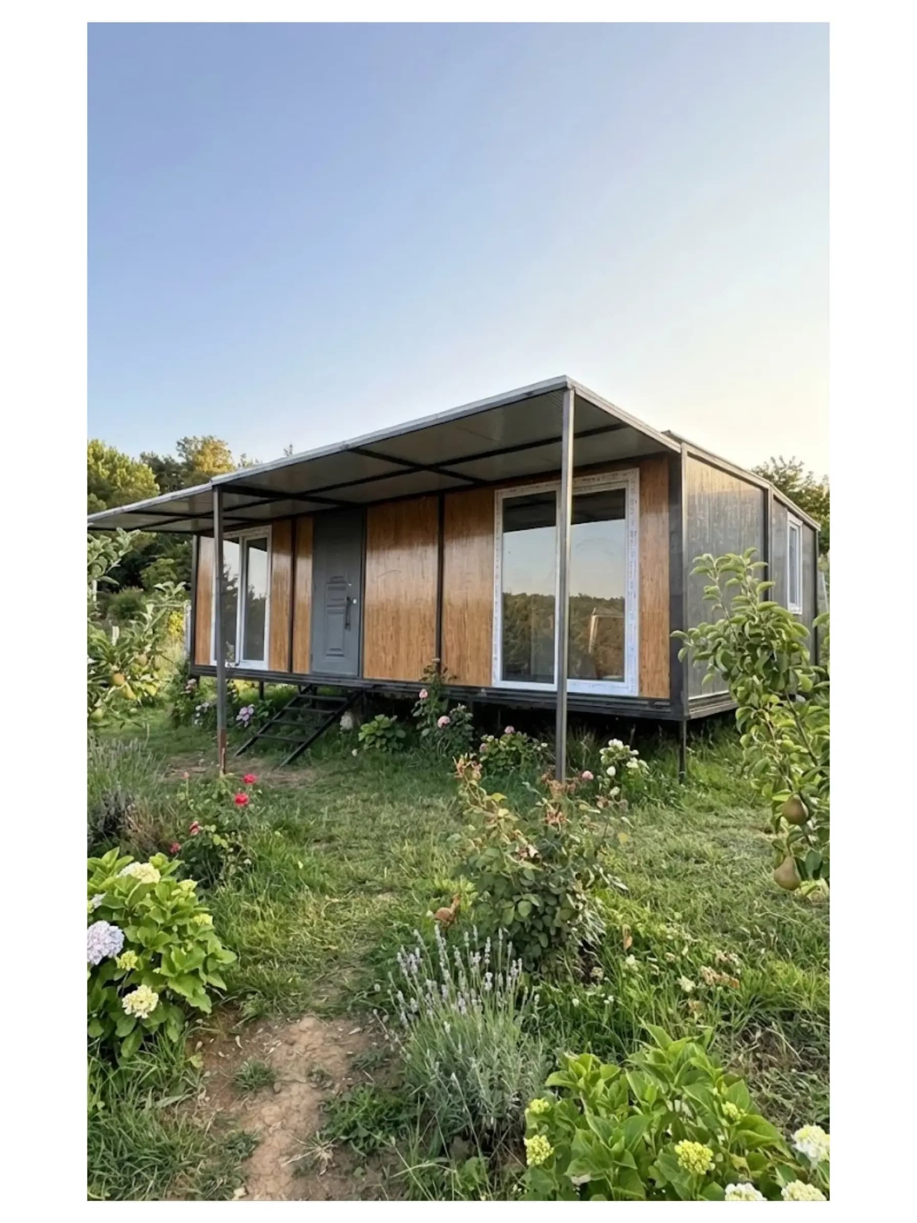 56m2 Açılır-Kapanır Sundurma'lı Prefabrik Konteyner Ev