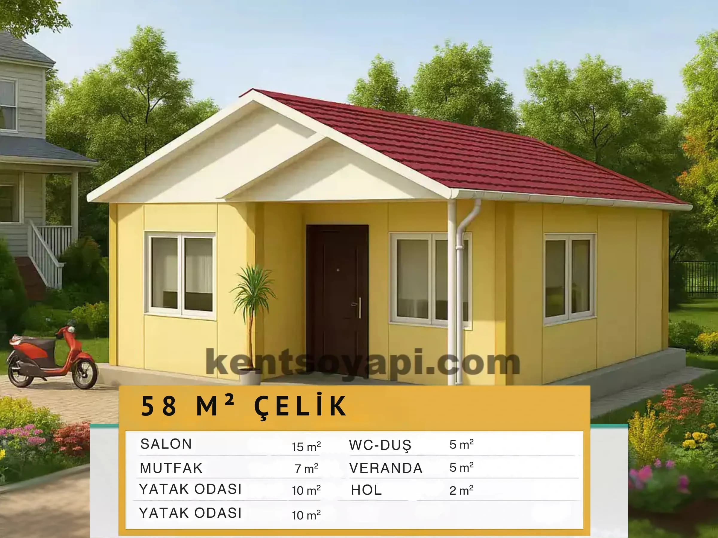 58m2 Tek Katlı Çelik Ev - Görsel 1