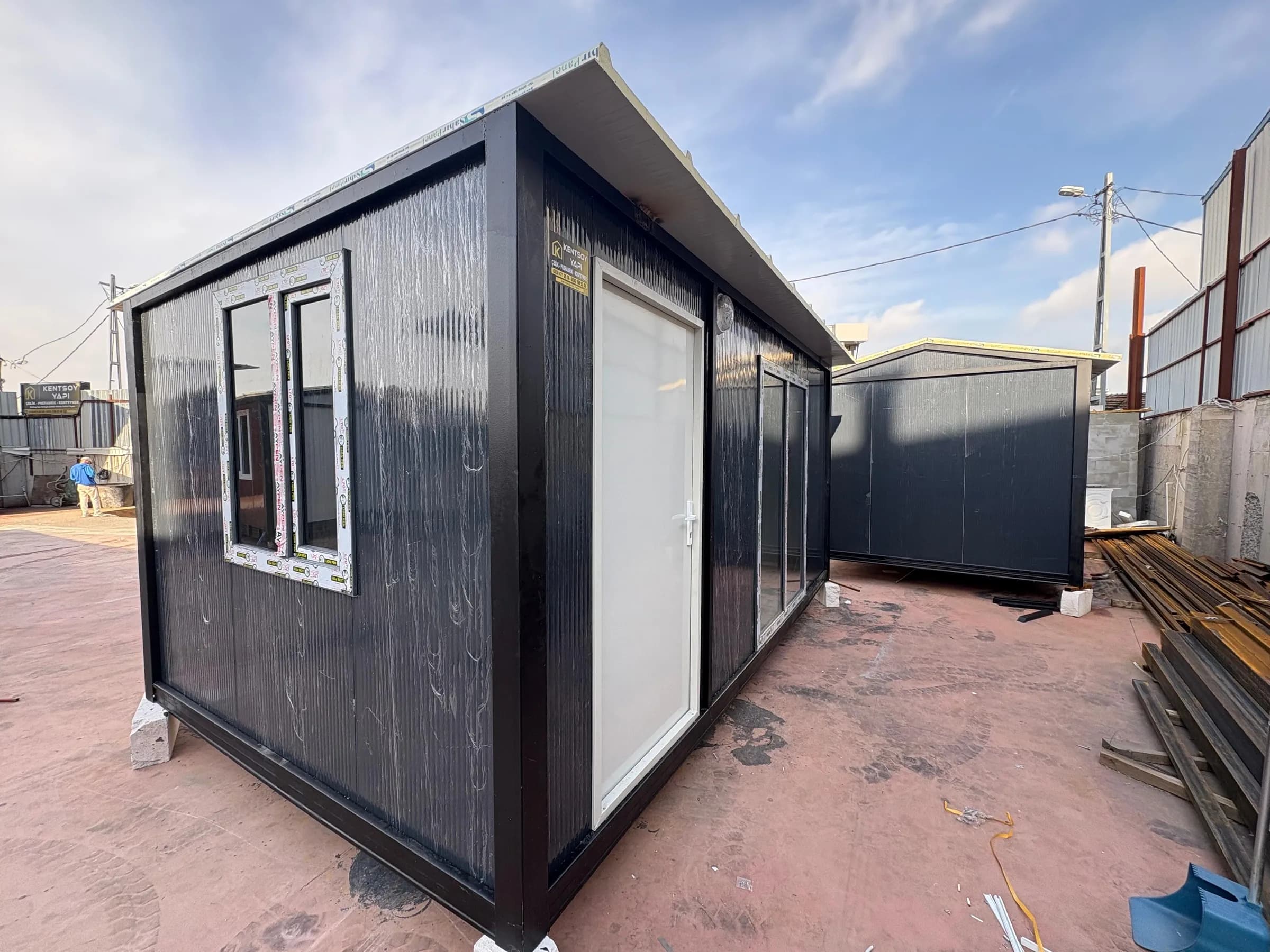 5x3 (15m2) Eğimli Çatı Tek Oda Prefabrik Konteyner Ev - Ofis - Görsel 1