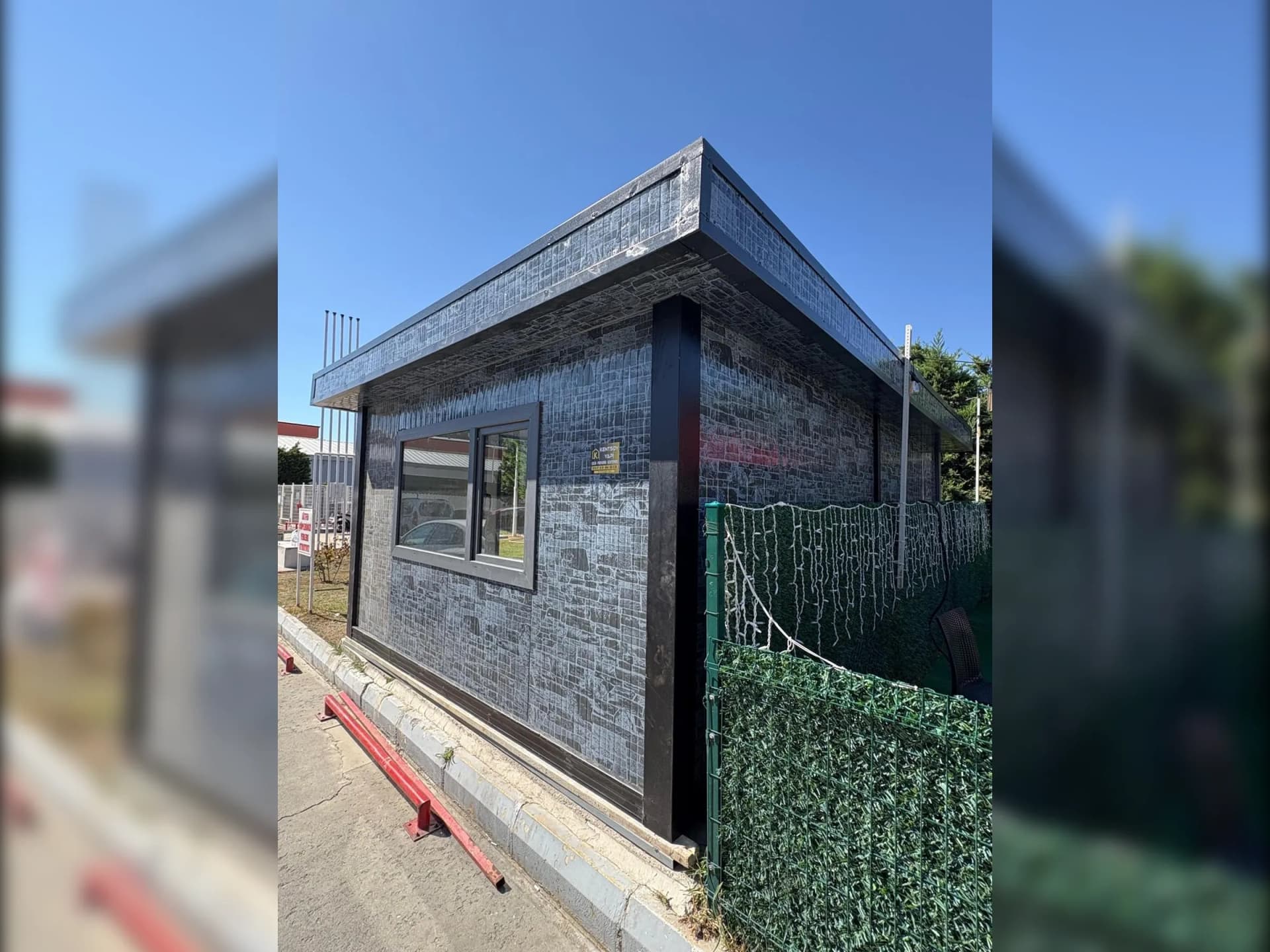 konteyner ofis yan cephe mavi taş kaplama