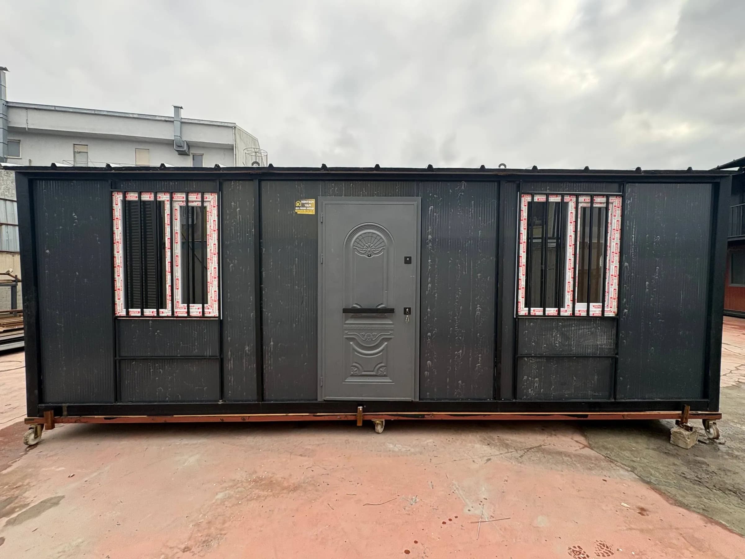7x3 (21m2) Beşik Çatı Antrasit Gri Desen Prefabrik Konteyner Ev - Ofis - Görsel 1