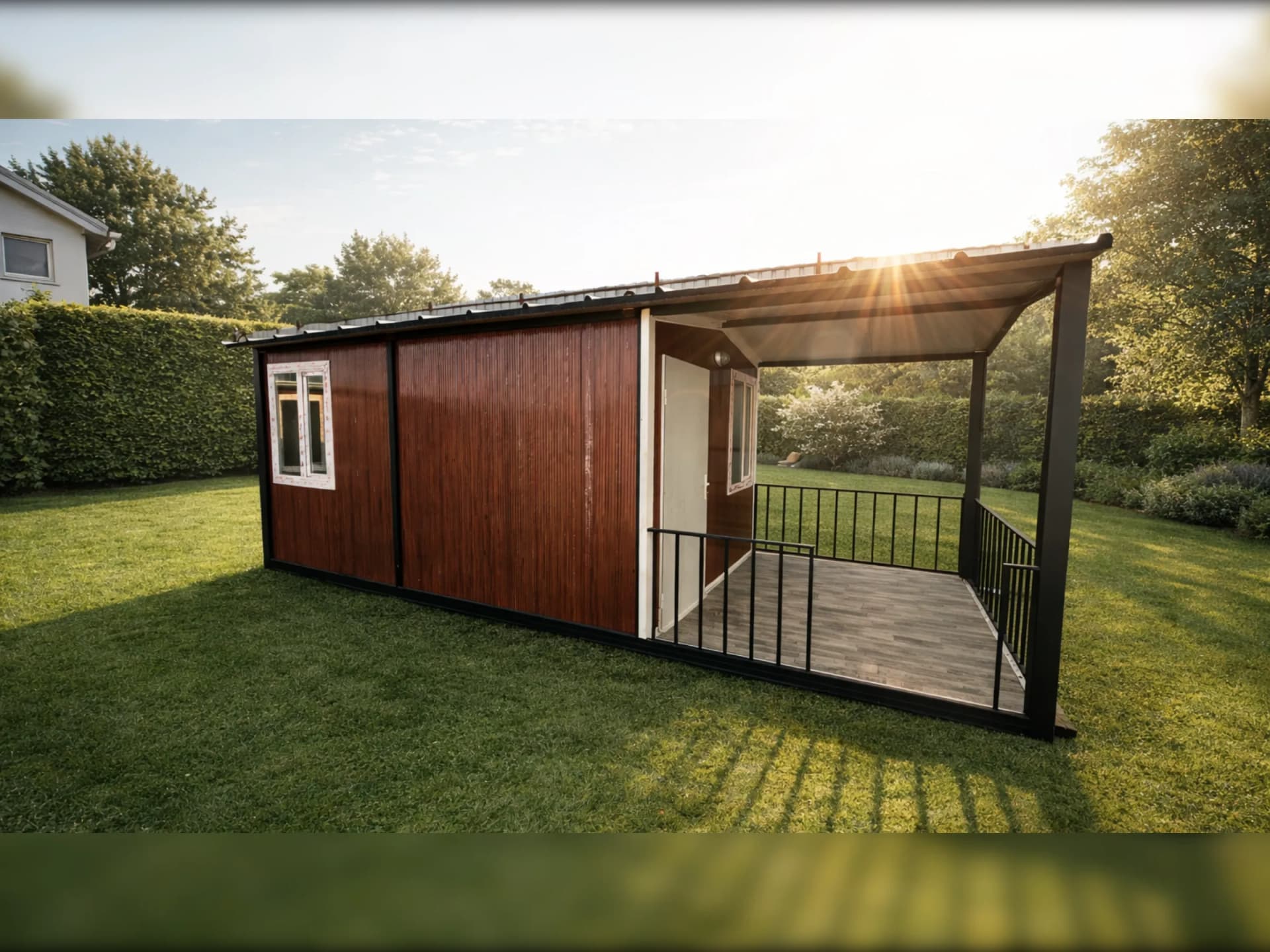 21 m2 kendinden verandalı konteyner ev dış görünüm