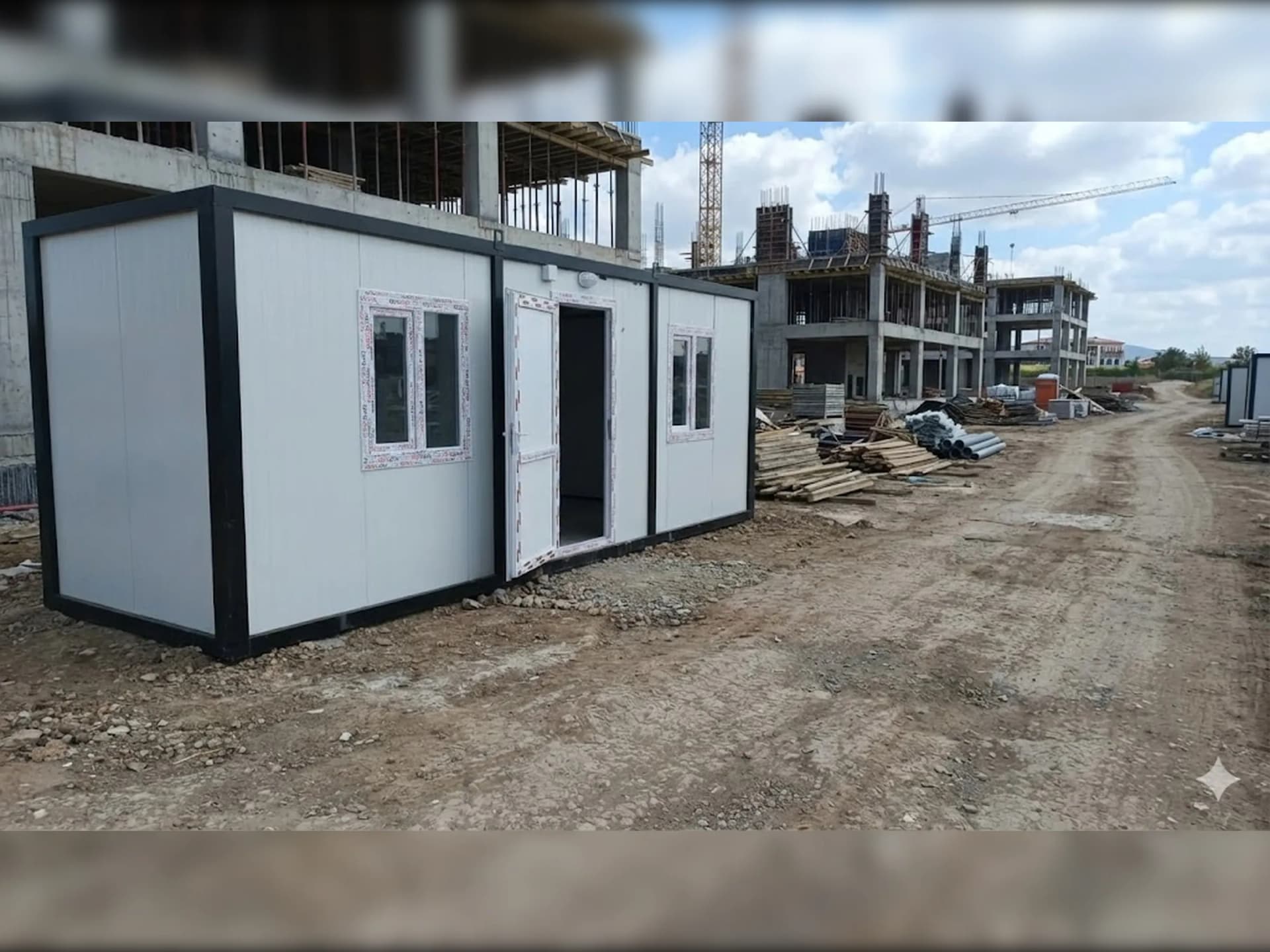 21 m2 beyaz şantiye konteyner ofis dış görünüm
