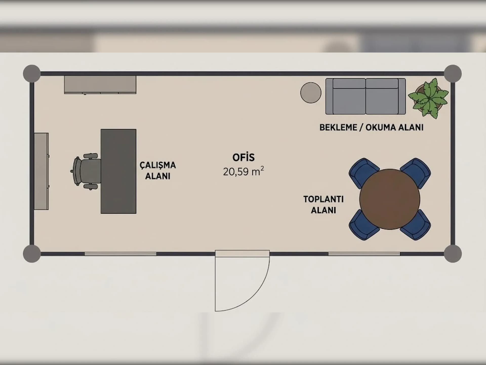 21m2 konteyner ofis planı 7x3 şantiye konteyner ofis yerleşim planı çizimi