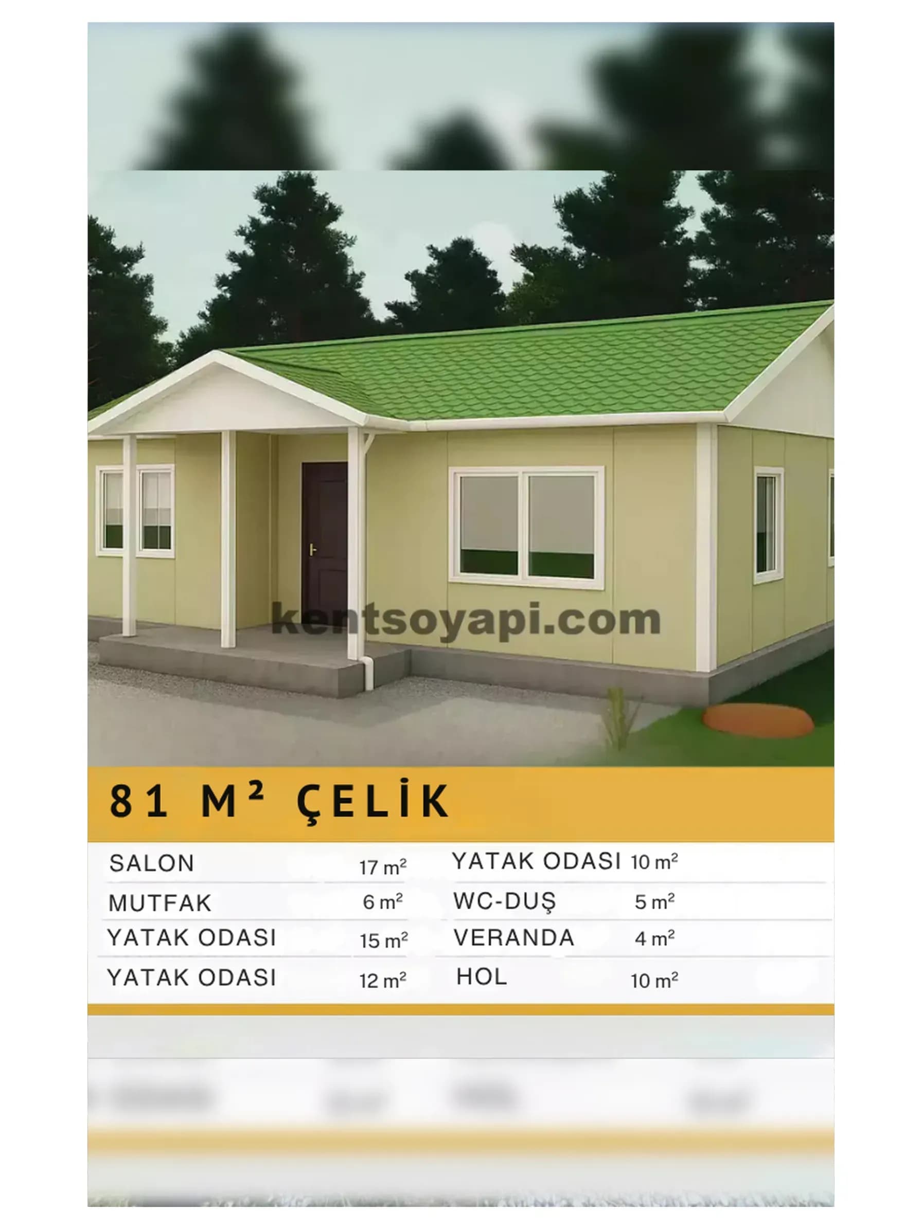 81m2 Tek Katlı Çelik Ev