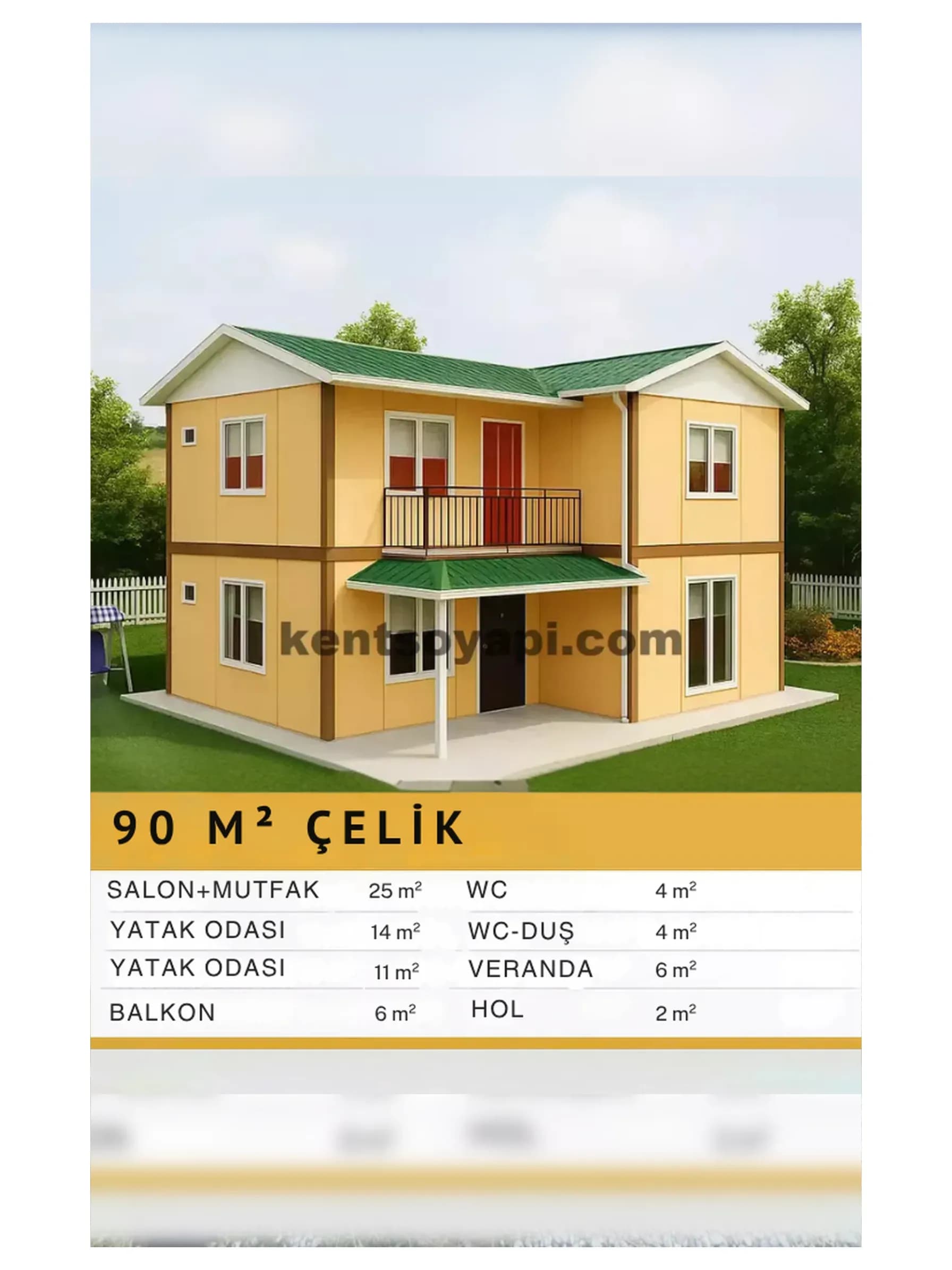 90m2 Çift Katlı Çelik Ev