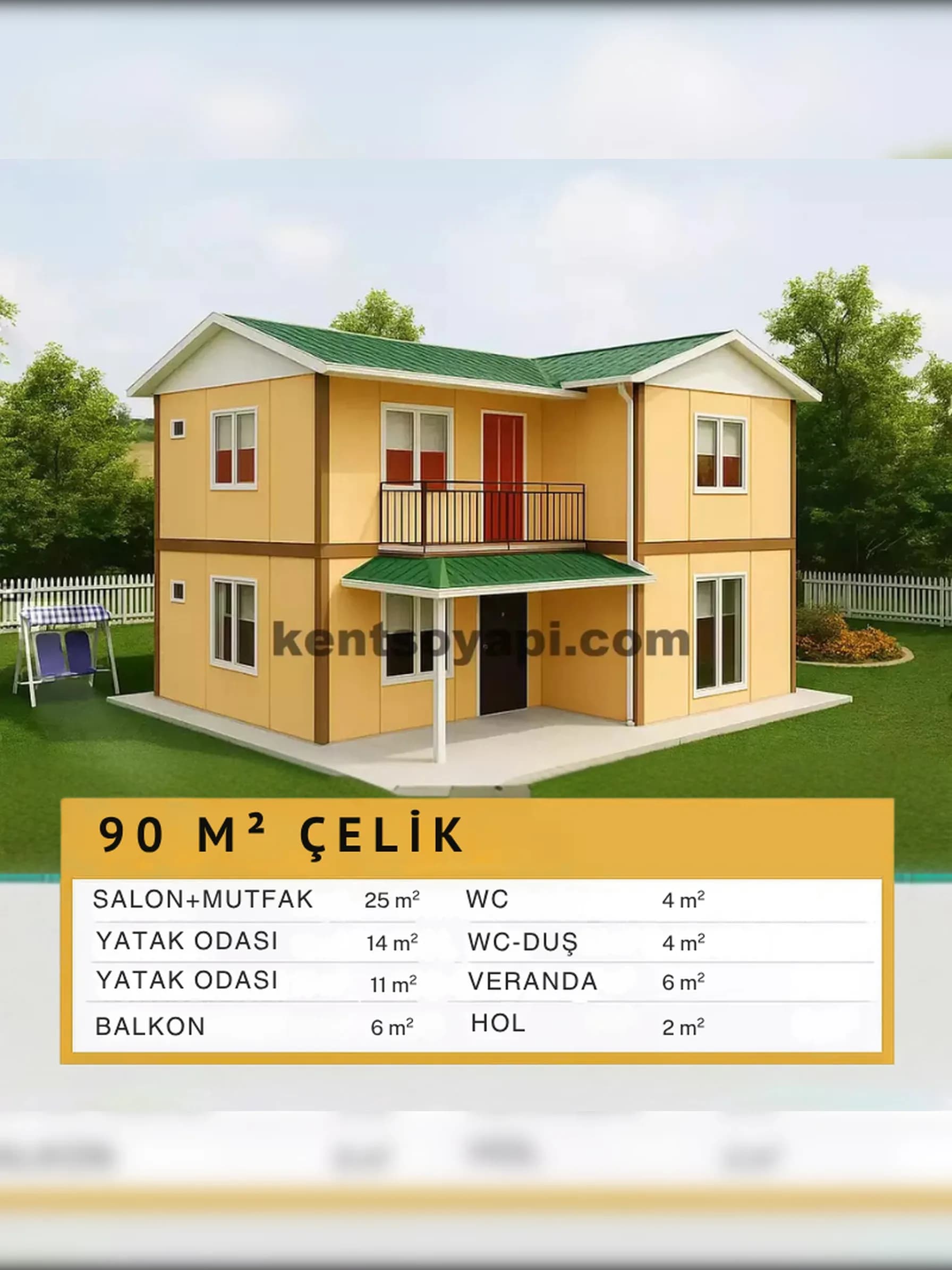 90m2 Çift Katlı Çelik Ev - Görsel 1