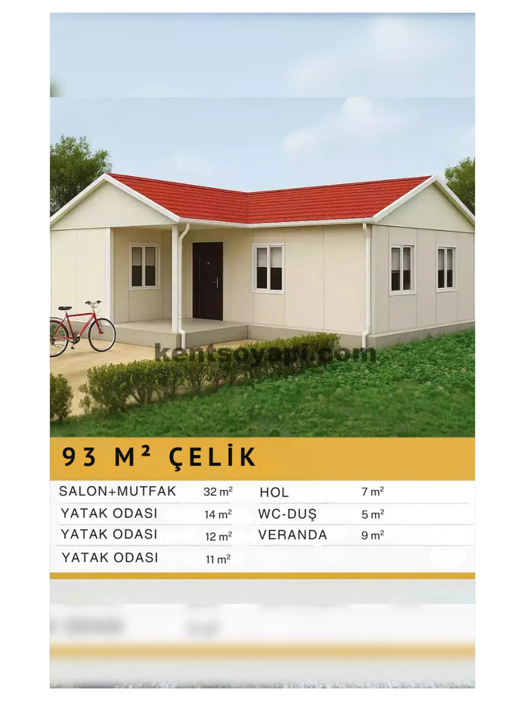 93m2 Tek Katlı Çelik Ev