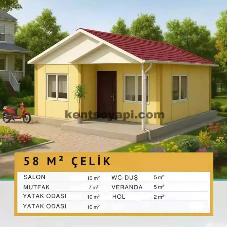58m2 Tek Katlı Prefabrik Ev