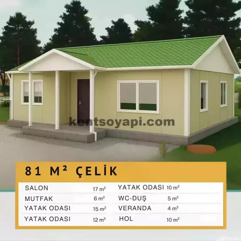 81m2 Tek Katlı Prefabrik Ev