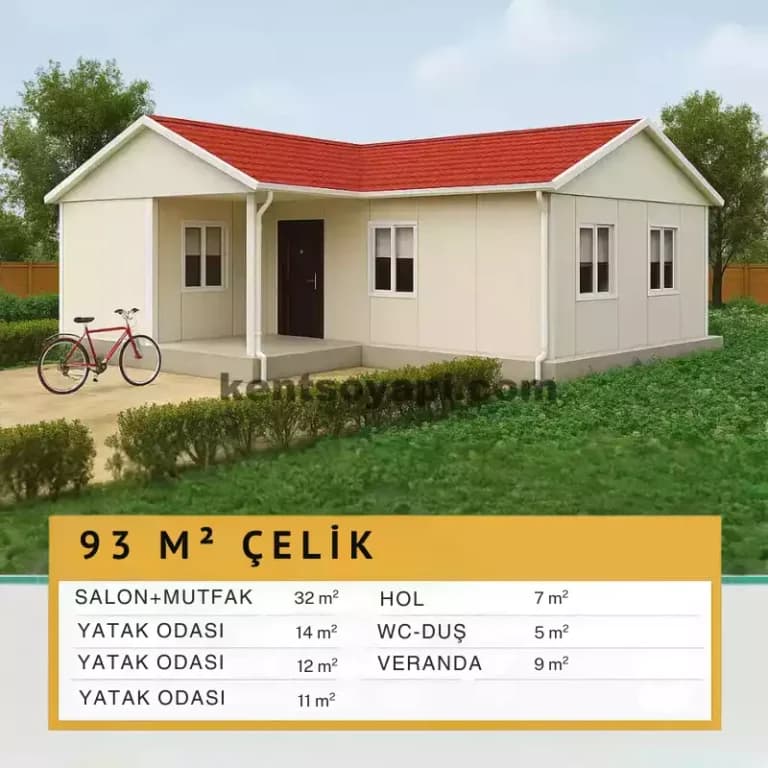 93m2 Tek Katlı Prefabrik Ev