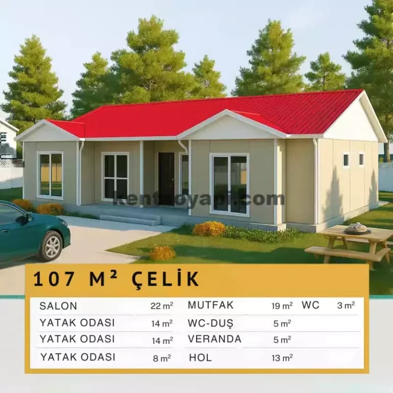 107m2 Tek Katlı Prefabrik Ev