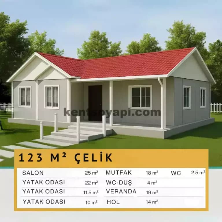 123m2 Tek Katlı Prefabrik Ev