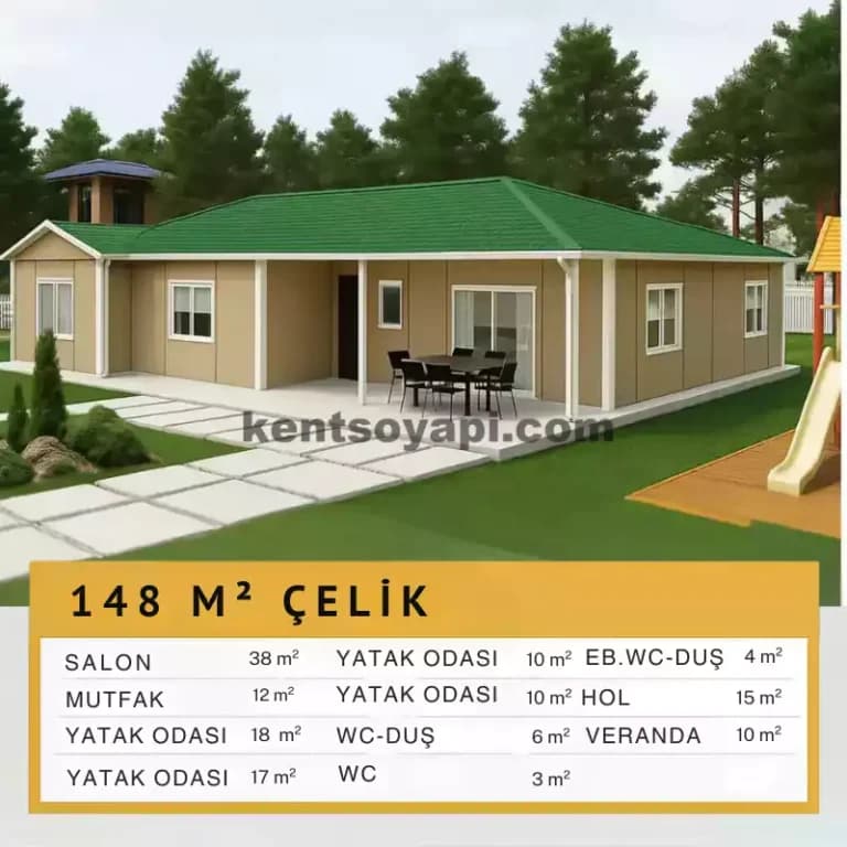 148m2 Tek Katlı Prefabrik Ev