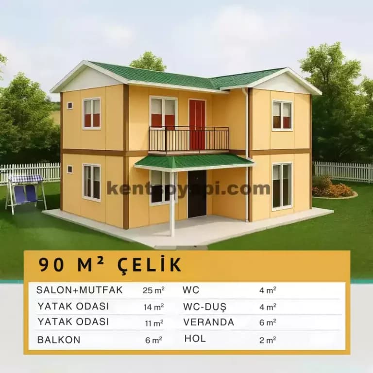 90m2 Çift Katlı Prefabrik Ev