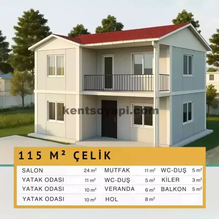 115m2 Çift Katlı Prefabrik Ev