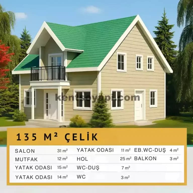 135m2 Çift Katlı Prefabrik Ev