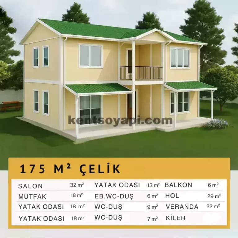 175m2 Çift Katlı Prefabrik Ev