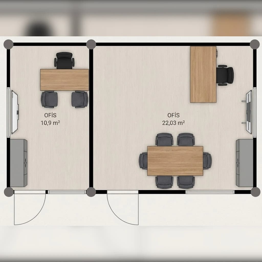 34m² Premium Prefabrik Konteyner Ofis Projesi görsel 6