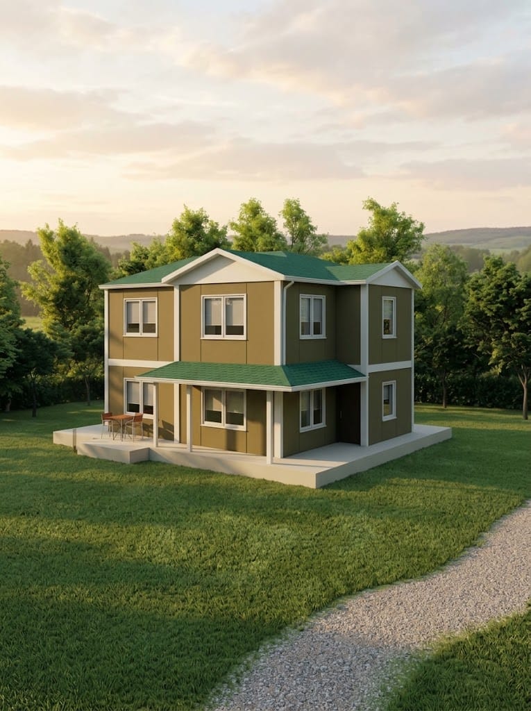 158m2 Çift Katlı Çelik Ev