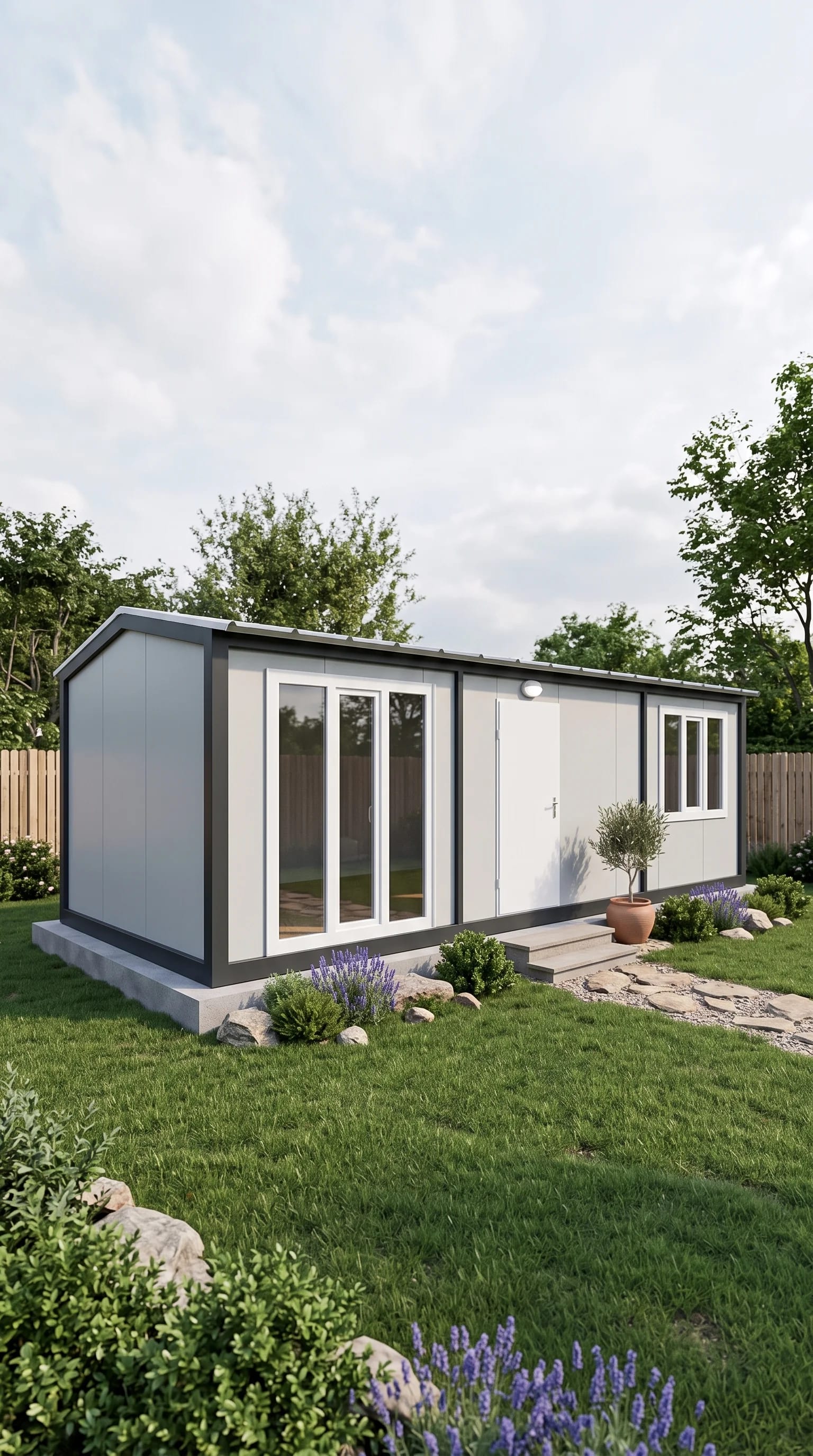 7x3 (21m²) Beşik Çatı Fransız Cam Tipi Konteyner Ofis