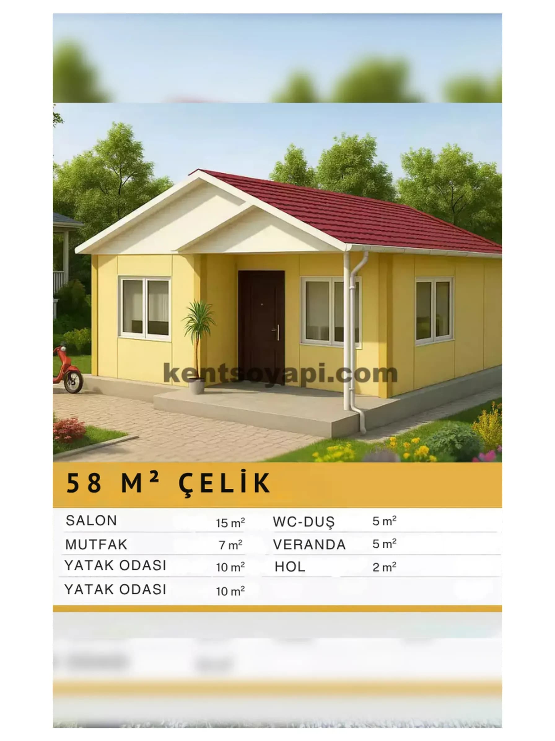 58m2 Tek Katlı Çelik Ev