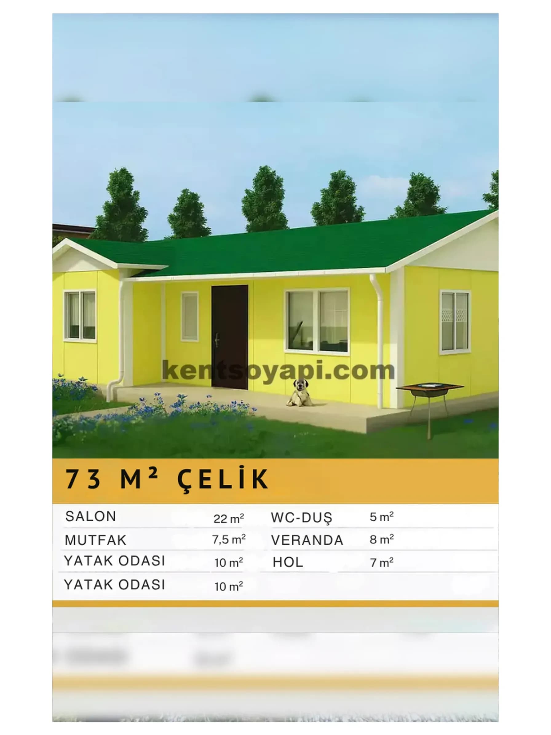 73m2 Tek Katlı Çelik Ev