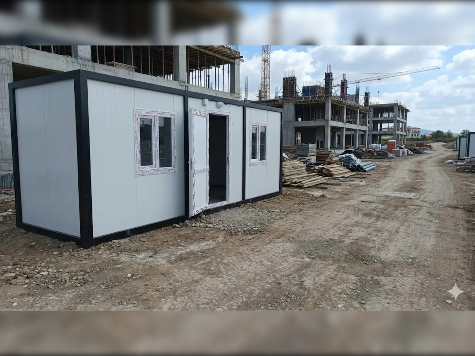 21 m2 beyaz şantiye konteyner ofis dış görünüm