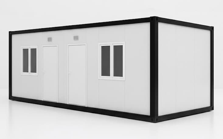 7.00 x 3.00 m 2 Odalı Çift Girişli, Mutfak & WC-Duşlu Konteyner